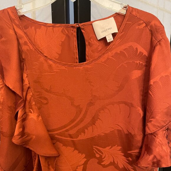 Cinq a Sept Silk Ruffle Trimmed Top - Picture 3 of 8